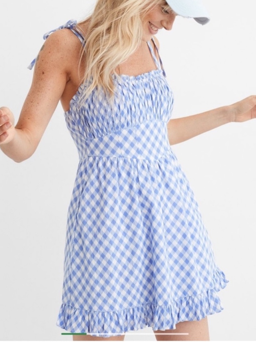 Aerie Blue & White Gingham Corset Mini Dress 💙 Cottagecore Milkmaid Coquette